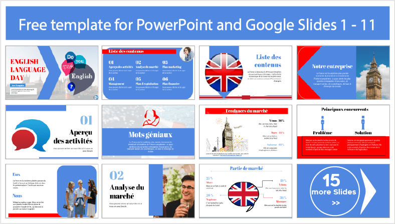 Baixe modelos gratuitos de PowerPoint para o Dia da Língua Inglesa e temas para Google Slides.