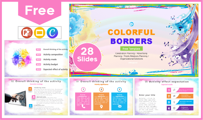 Modèle gratuit de bordures colorées pour PowerPoint et Google Slides.