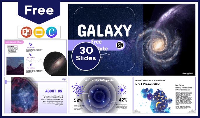 Modelo Galáxia Livre para PowerPoint e Google Slides.