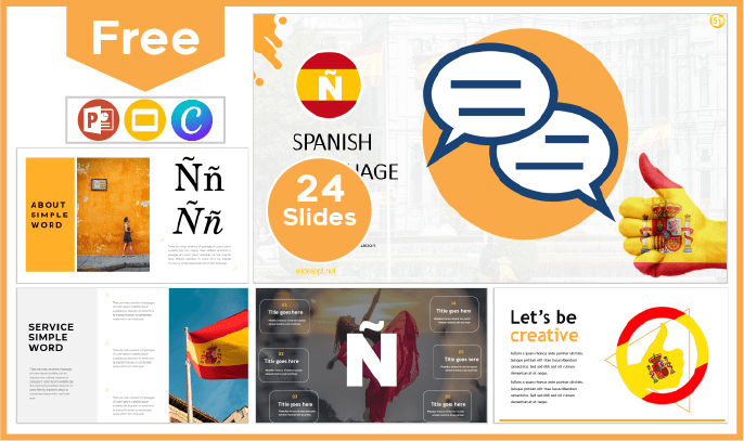 Modèle gratuit de journée de la langue espagnole pour PowerPoint et Google Slides.