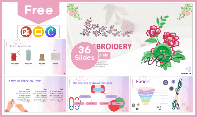 Free Embroidery Template for PowerPoint and Google Slides.