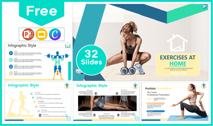 Modelo gratuito de exercício em casa para PowerPoint e Google Slides.