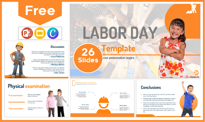 Free Labor Day Kids Template for PowerPoint and Google Slides.
