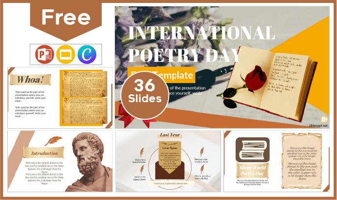 Free World Poetry Day Template for PowerPoint and Google Slides.