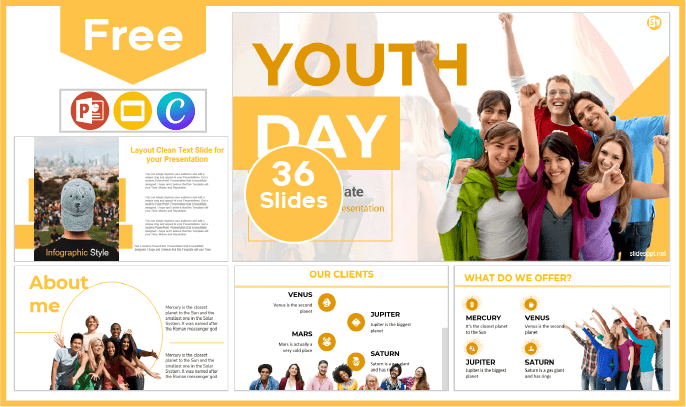 Plantilla del Día de la Juventud gratis para PowerPoint y Google Slides.