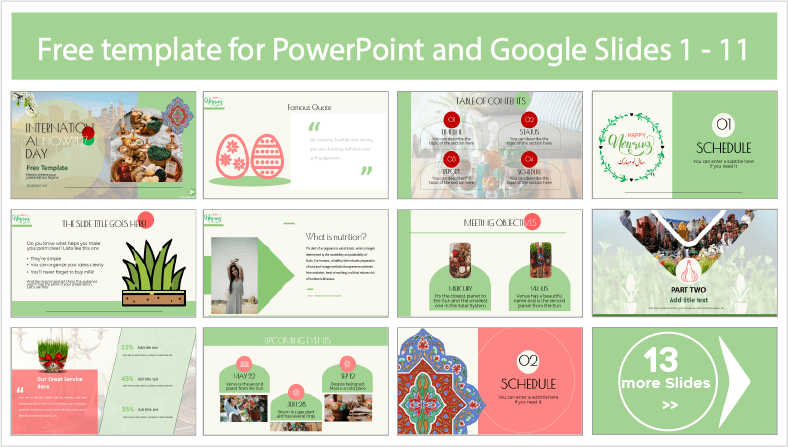 Descargar gratis plantillas del Día Internacional del Nowruz para PowerPoint y temas Google Slides.
