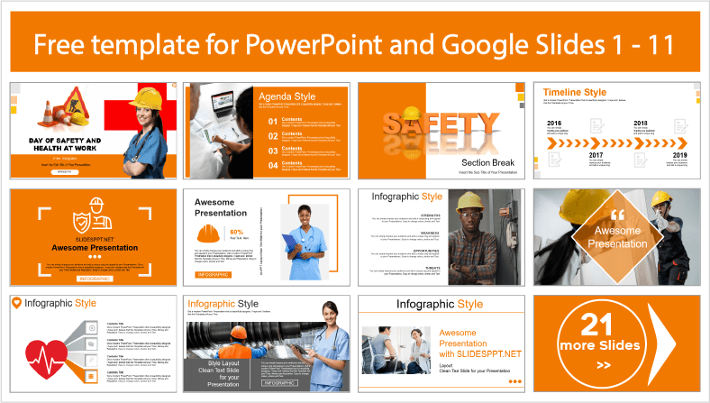 Faça o download gratuito dos modelos de segurança e saúde no trabalho para os temas PowerPoint e Google Slides.
