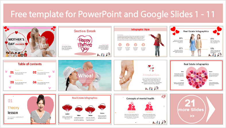 Téléchargez gratuitement des modèles de fête des mères pour enfants pour PowerPoint et Google Slides.