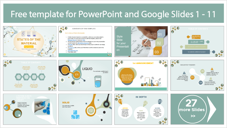 Téléchargez gratuitement des modèles créatifs d'États de la matière pour PowerPoint et Google Slides.