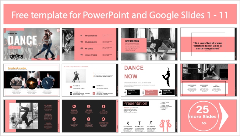 Faça o download gratuito de modelos de aulas de dança para temas de PowerPoint e Google Slides.
