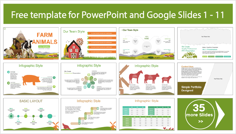 Téléchargez gratuitement des modèles Animaux de ferme pour PowerPoint et Google Slides.
