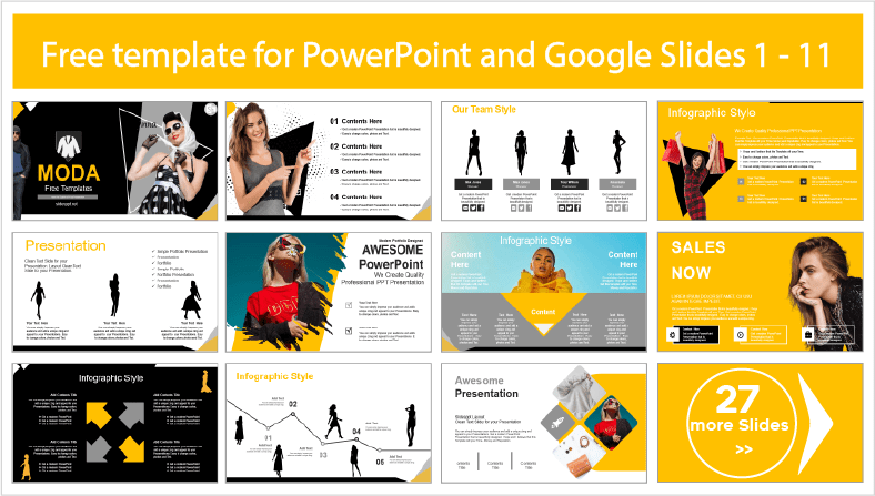 Faça o download gratuito de modelos para PowerPoint e temas para Google Slides sobre moda feminina.