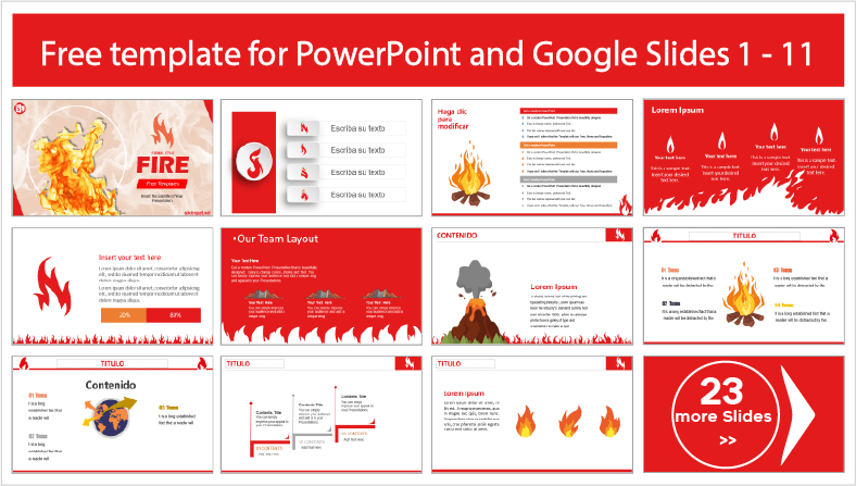 Descargar gratis plantillas profesional de Fuego para PowerPoint y temas Google Slides.