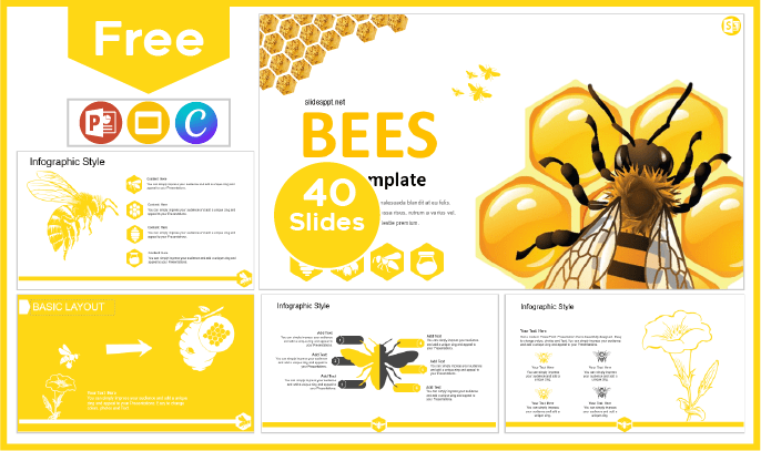 Modelo gratuito de abelhas para PowerPoint e Google Slides.