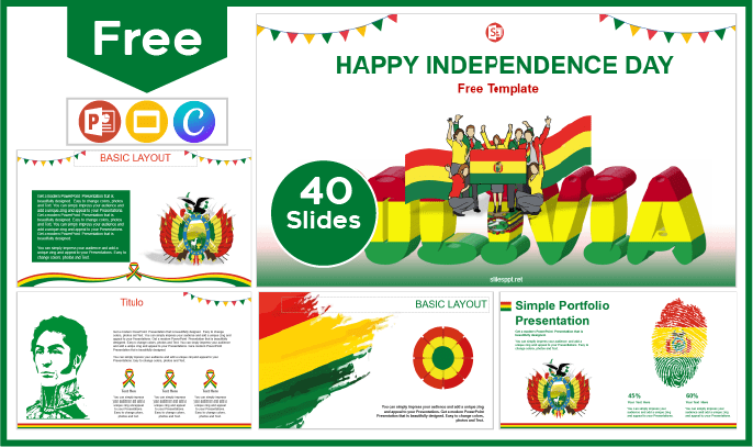Modelo gratuito de feriados nacionais da Bolívia para PowerPoint e Google Slides.