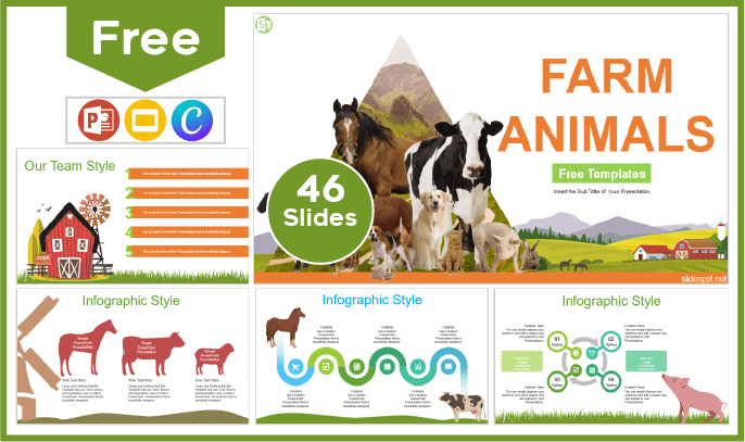 Modèle gratuit d'animaux de la ferme pour PowerPoint et Google Slides.
