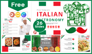 Free Italian Gastronomy Template for PowerPoint and Google Slides.