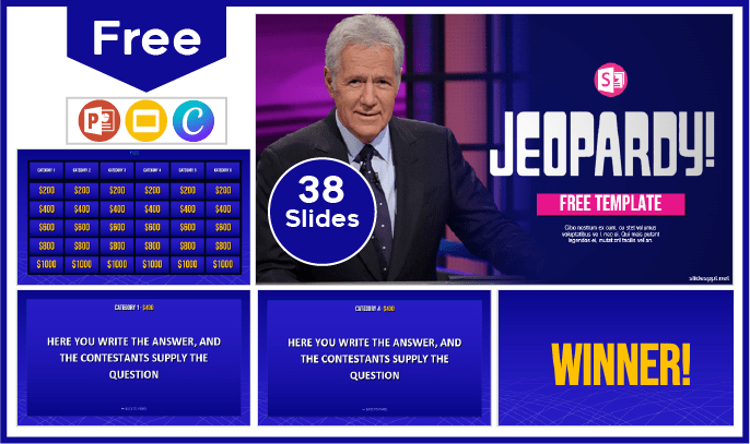 Free Jeopardy Game Template for PowerPoint and Google Slides.