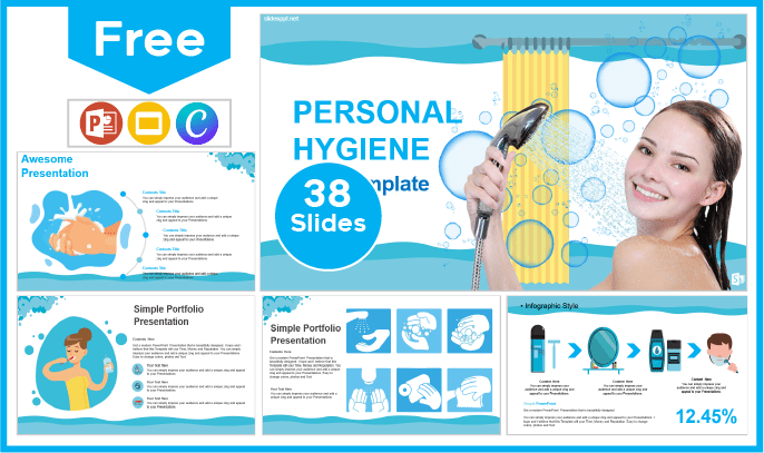 Modelo gratuito de higiene pessoal para PowerPoint e Google Slides.