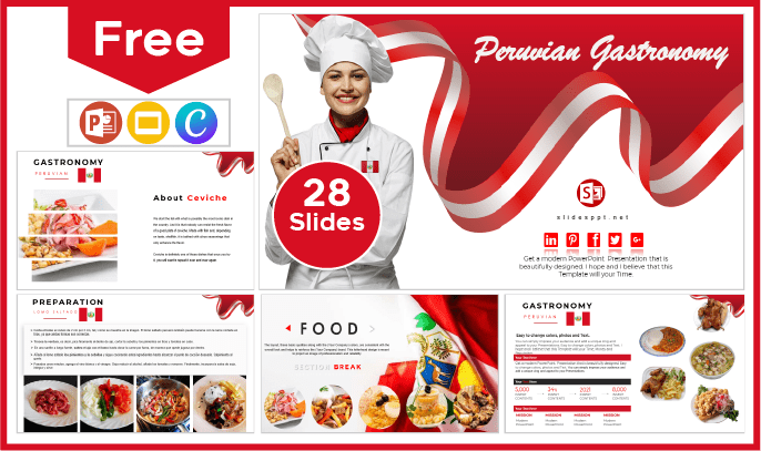 Modèle gratuit de gastronomie péruvienne pour PowerPoint et Google Slides.