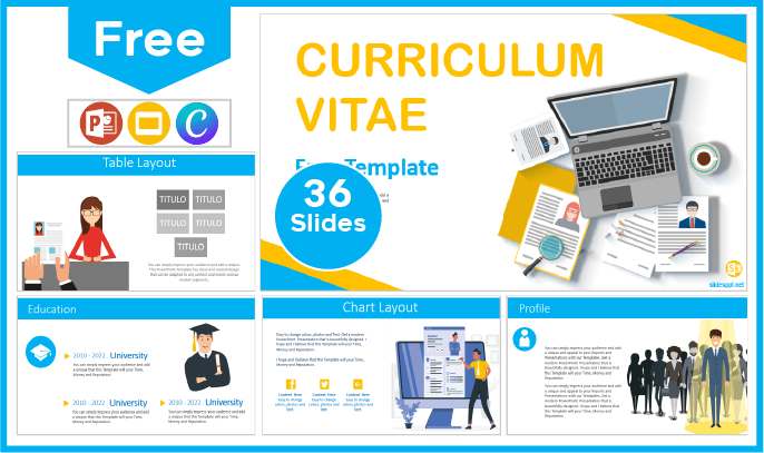 Modèle de curriculum vitae moderne gratuit pour PowerPoint et Google Slides.