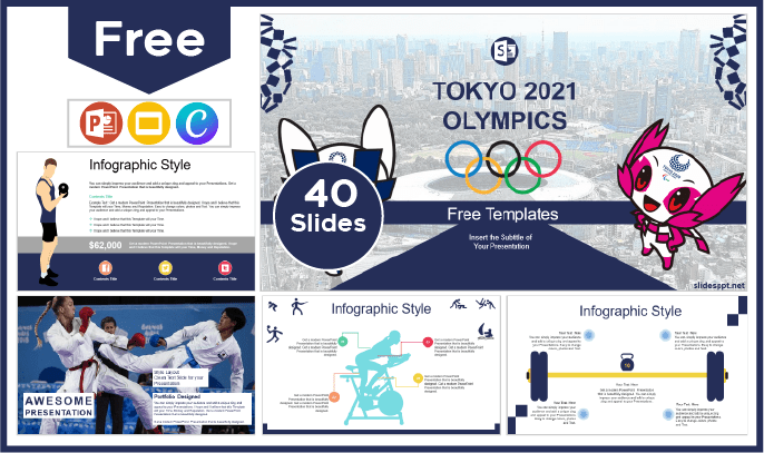 Kostenlose Olympische Spiele Tokio 2021 Vorlage für PowerPoint und Google Slides.