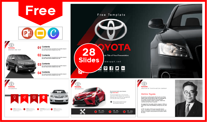 Modelo gratuito de Toyota para PowerPoint e Google Slides.