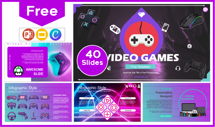 Plantilla de Videojuegos gratis para PowerPoint y Google Slides.