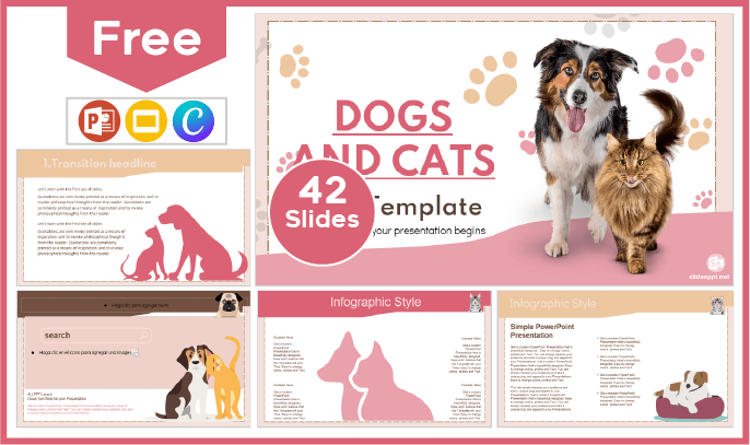 Modèle gratuit de chats et de chiens pour PowerPoint et Google Slides.