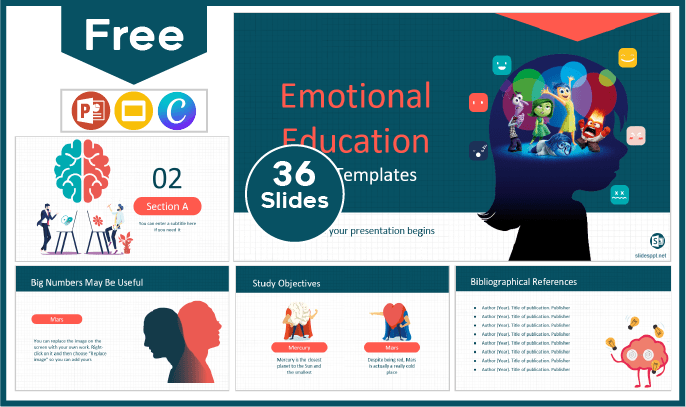 Modelo gratuito de educação emocional para PowerPoint e Google Slides.
