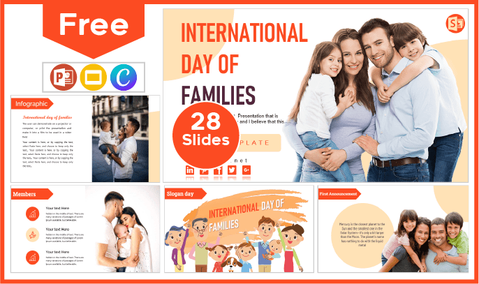 Modelo gratuito do Dia Internacional das Famílias para PowerPoint e Google Slides.