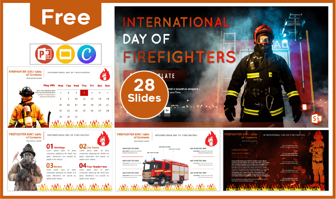 Free international firefighter day template for PowerPoint and Google Slides.