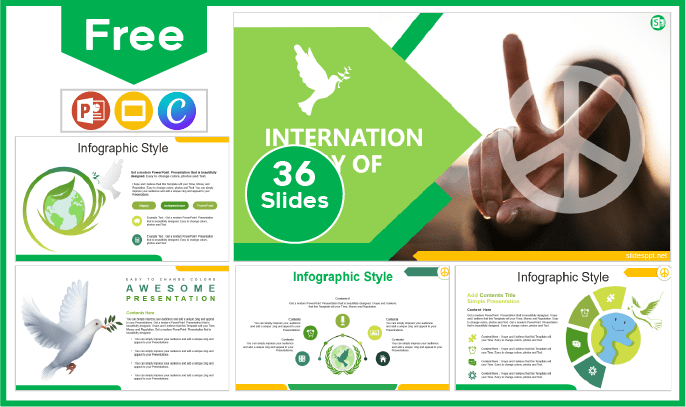 Modèle gratuit de la Journée internationale de la paix pour PowerPoint et Google Slides.