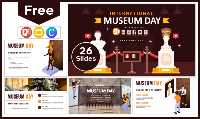 Modelo gratuito do Dia Internacional dos Museus para PowerPoint e Google Slides.