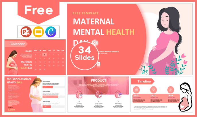Free maternal mental health day template for PowerPoint and Google Slides.