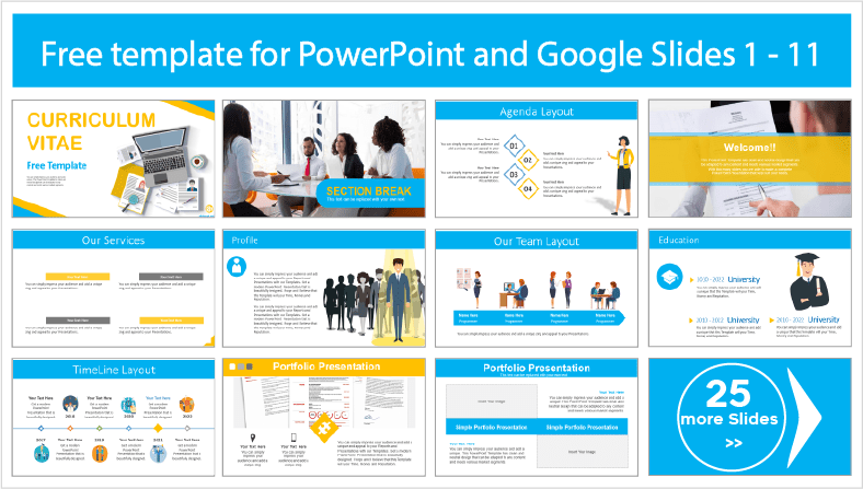 Laden Sie kostenlose moderne Lebenslaufvorlagen für PowerPoint- und Google Slides-Themen herunter.