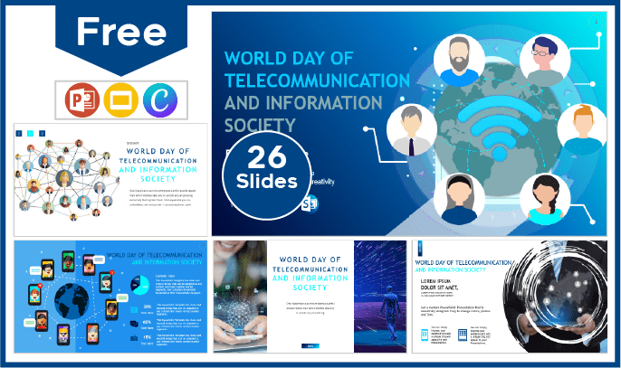 Modèle gratuit de la Journée mondiale des télécommunications pour PowerPoint et Google Slides.