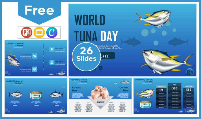 Free world tuna day template for PowerPoint and Google Slides.