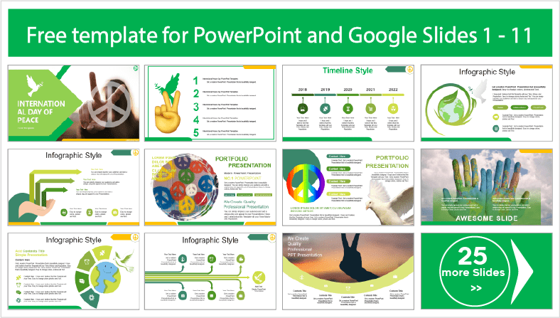 Descargar gratis plantillas del Día Internacional de la Paz para PowerPoint y temas Google Slides.