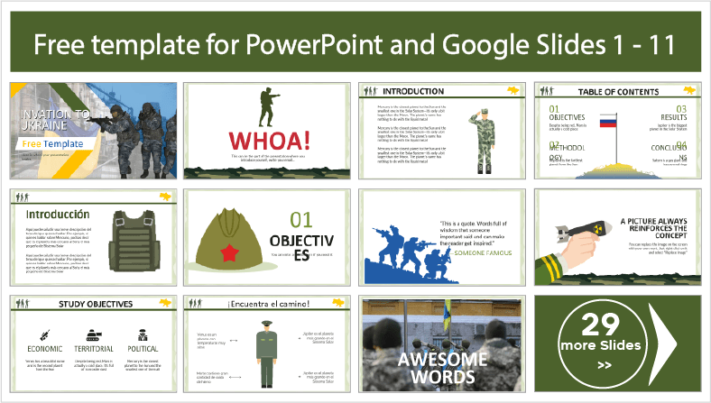 Descargar gratis plantillas de la invasión rusa a Ucrania para PowerPoint y temas Google Slides.