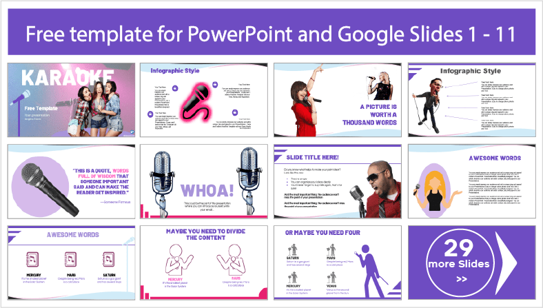 Descargar gratis plantillas de Karaoke para PowerPoint y temas Google Slides.