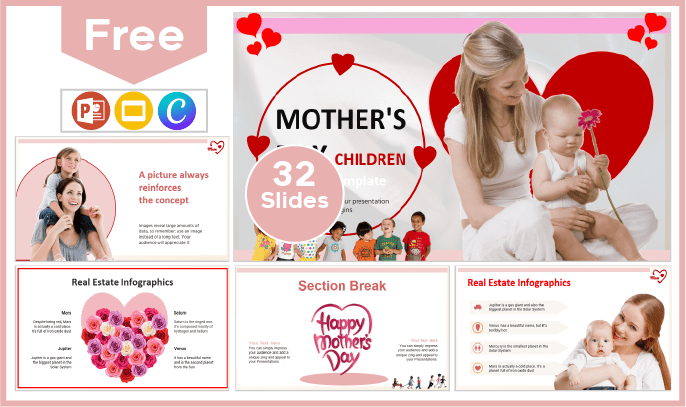 Modèle gratuit de fête des mères pour les enfants pour PowerPoint et Google Slides.