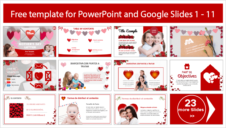 Laden Sie kostenlose Vorlagen für Muttertagsbriefe für PowerPoint und Google Slides herunter.