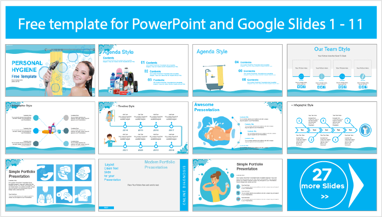 Faça o download gratuito de modelos de PowerPoint para Higiene Pessoal e temas para Google Slides.