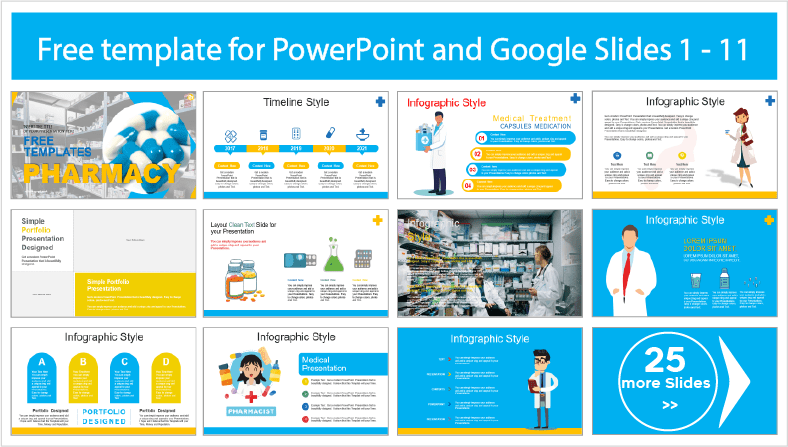 Free downloadable Pharmacy Templates for PowerPoint and Google Slides themes.