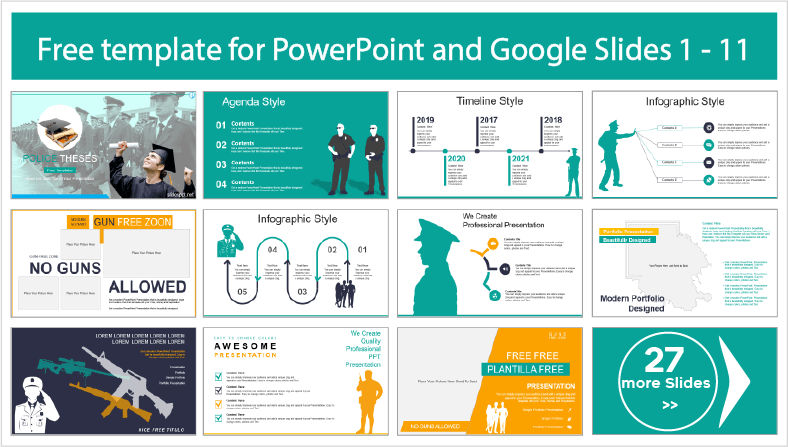 Laden Sie kostenlose Vorlagen für Polizeiarbeiten für PowerPoint und Google Slides herunter.