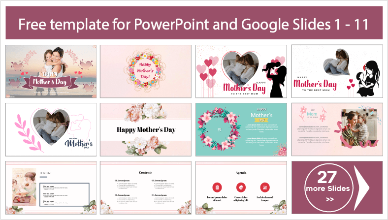 Descargar gratis plantillas profesional del Día de la Madre para PowerPoint y temas Google Slides.