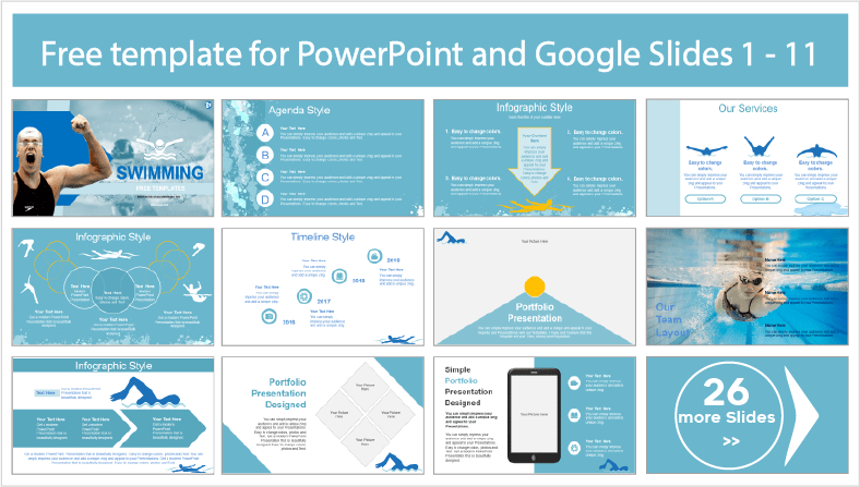 Descargar gratis plantillas de Natación para PowerPoint y temas Google Slides.