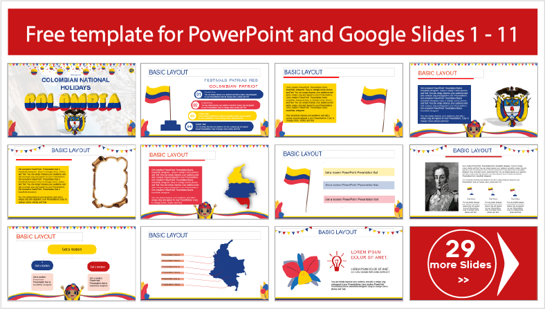Colombia national holiday templates for free download in PowerPoint and Google Slides themes.