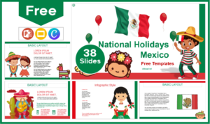 Free Mexican national holidays template for kids for PowerPoint and Google Slides.